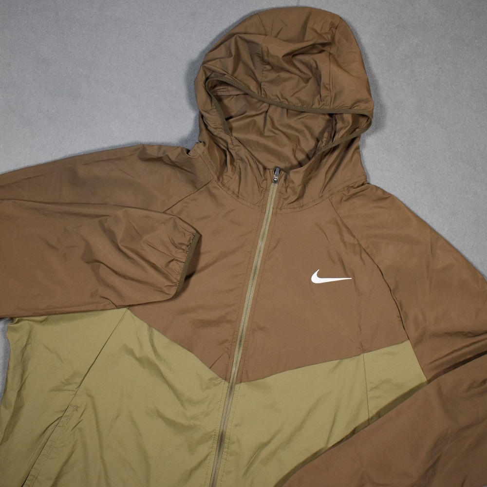 Nike Stride Mens Repe UV Running Jacket Brown Green X-Large Lightweight Running